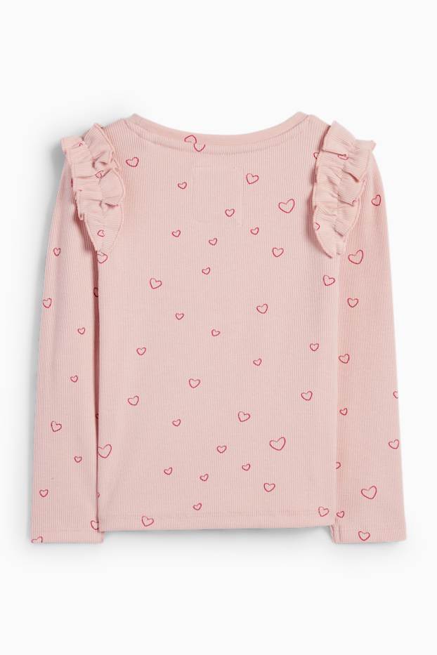 Kinder Mädchen - Minnie Maus - Langarmshirt - gerippt - gemustert - rosa