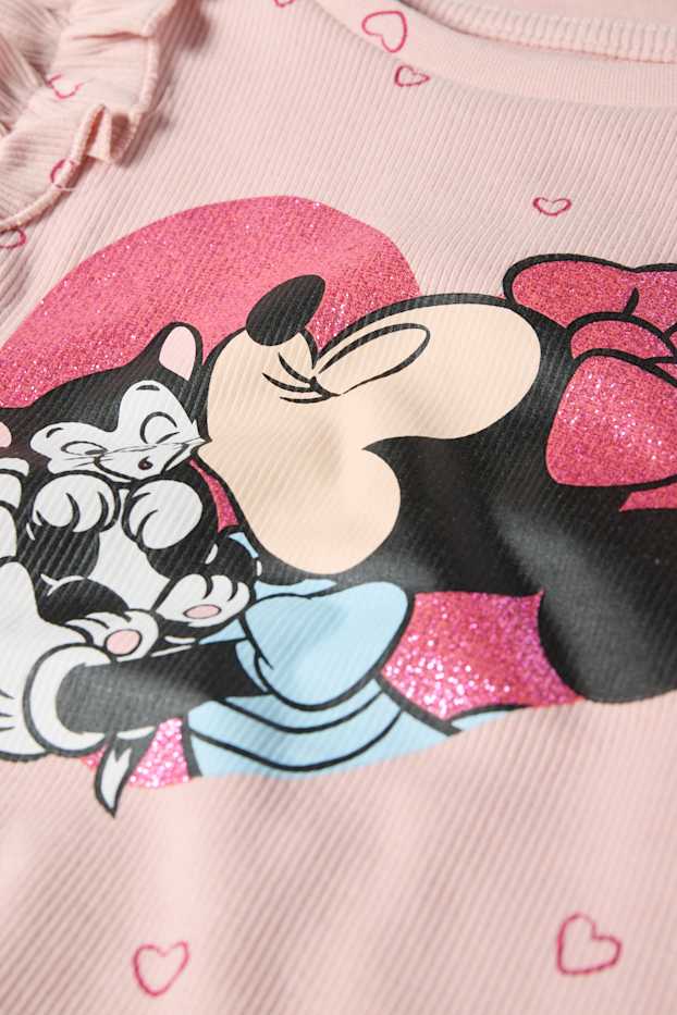 Kinder Mädchen - Minnie Maus - Langarmshirt - gerippt - gemustert - rosa