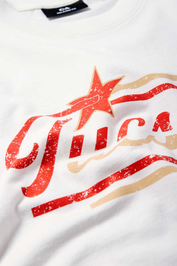 Heren - T-shirt - relaxed fit - crème wit