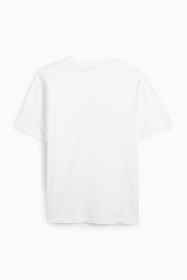 Heren - T-shirt - relaxed fit - crème wit