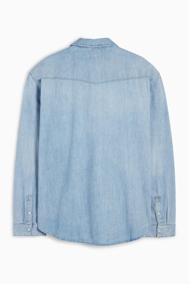 Bărbați - Cămașă din denim - regular fit - guler Kent - denim-albastru deschis