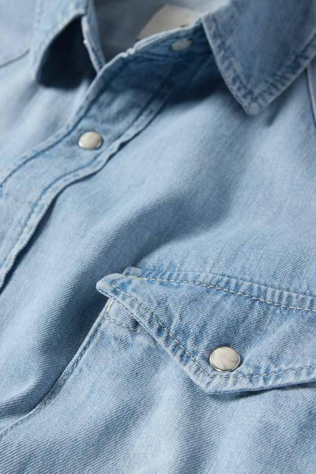 Bărbați - Cămașă din denim - regular fit - guler Kent - denim-albastru deschis