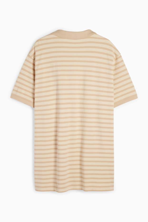Heren - Poloshirt - gestreept - beige
