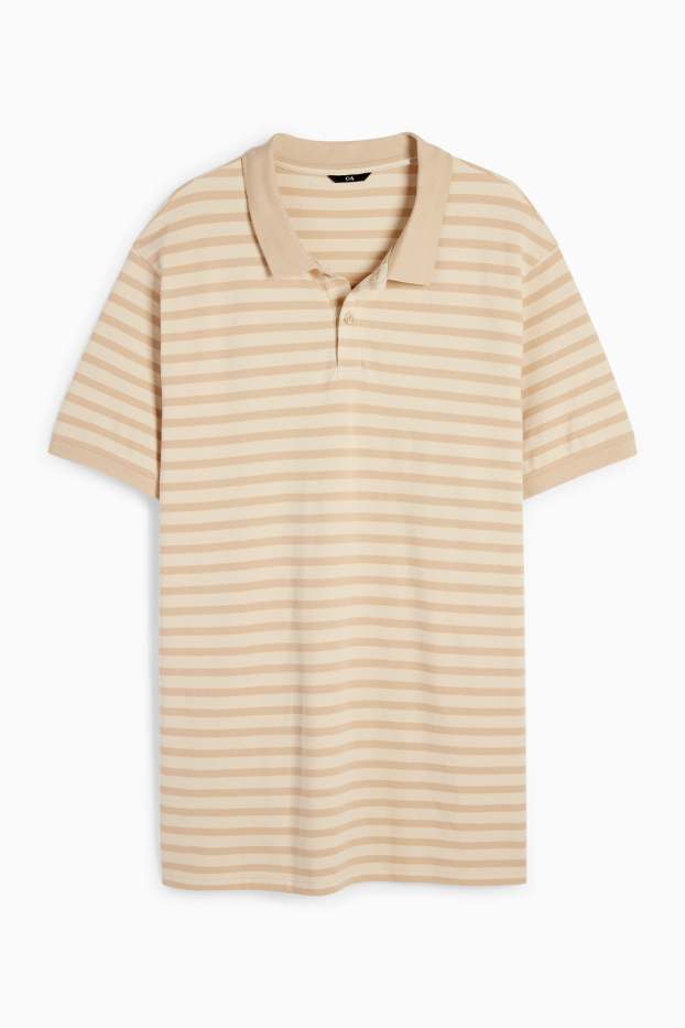 Heren - Poloshirt - gestreept - beige