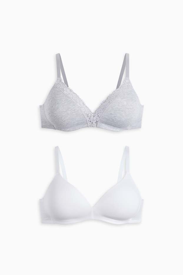 Dona - Paquet de 2 - sostenidors sense cèrcols - enconxats - gris clar jaspiat