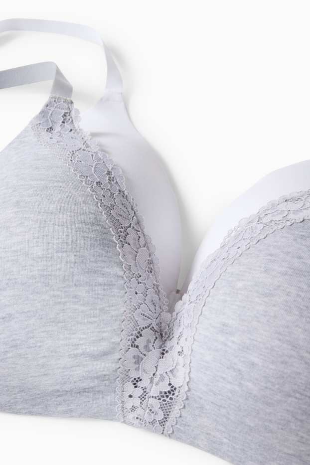 Dona - Paquet de 2 - sostenidors sense cèrcols - enconxats - gris clar jaspiat