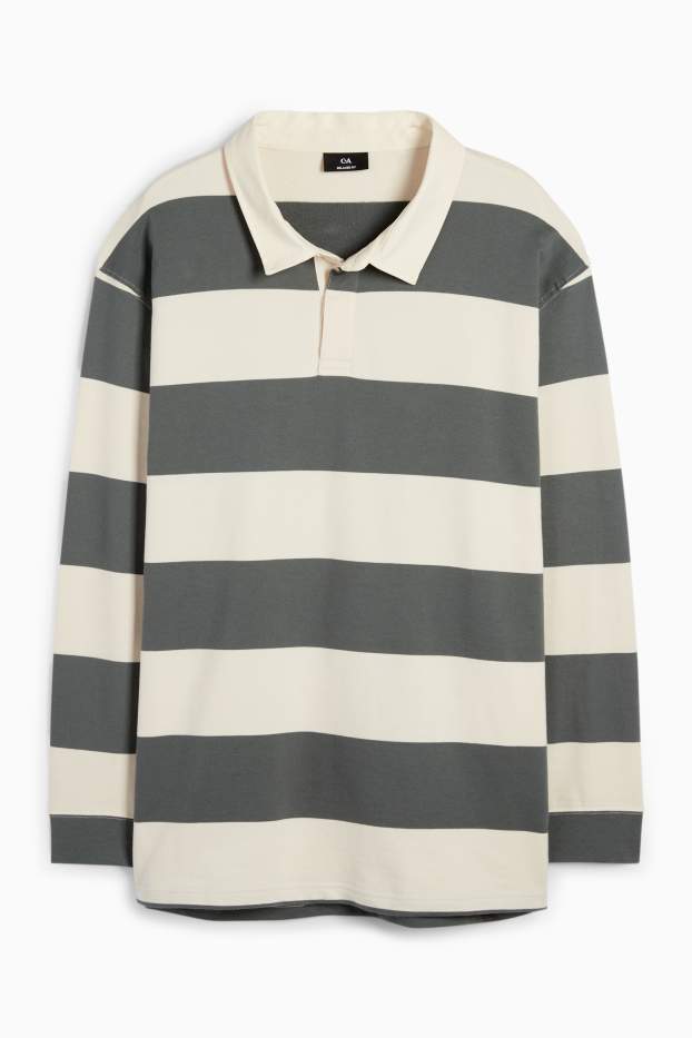 Herren - Poloshirt - gestreift - grün / beige