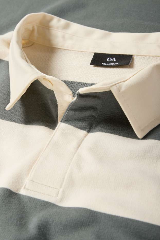 Herren - Poloshirt - gestreift - grün / beige