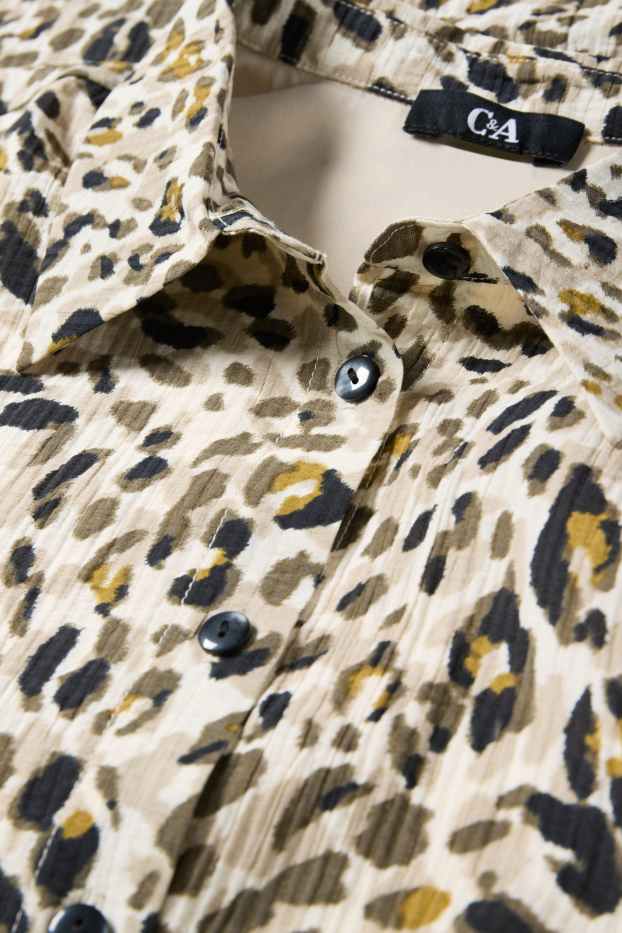 Damen - Blusenkleid - Leo-Print - strukturiert - hellbeige