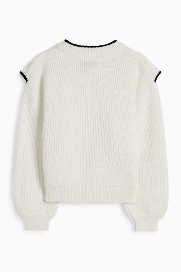 Kinder Mädchen - Pullover - gerippt - cremeweiß