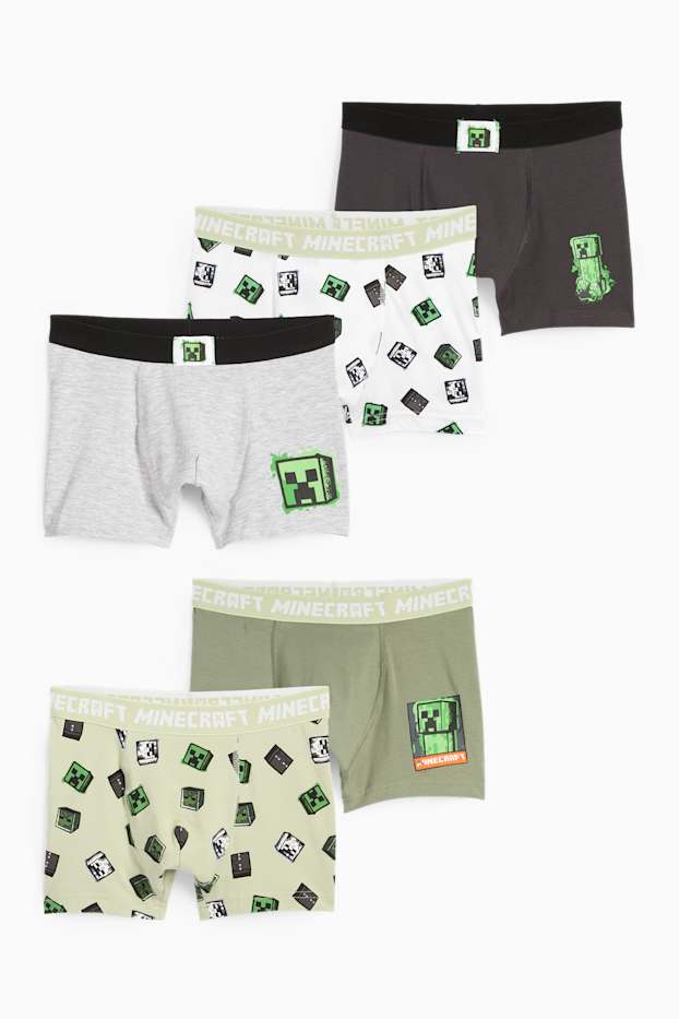 Děti - chlapci - Multipack 5 ks - Minecraft - boxerky - zelená