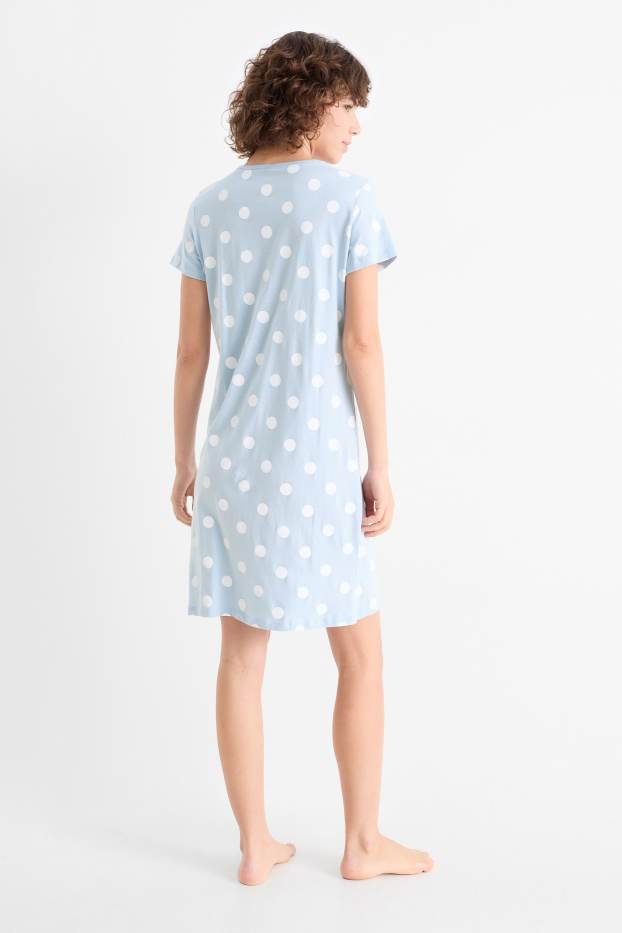 Femmes - Chemise de nuit - à pois - bleu clair