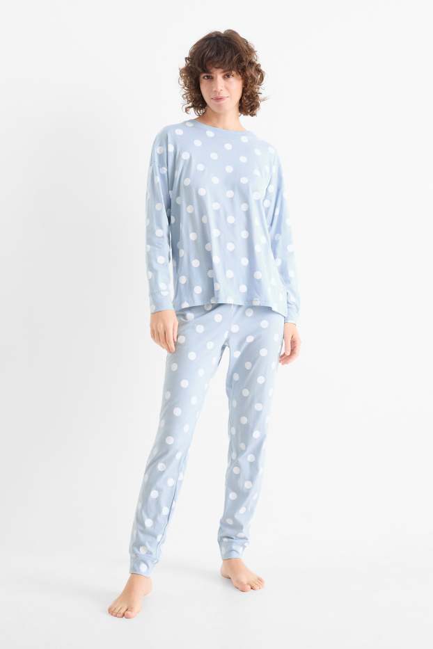Donna - Pigiama - pois - azzurro