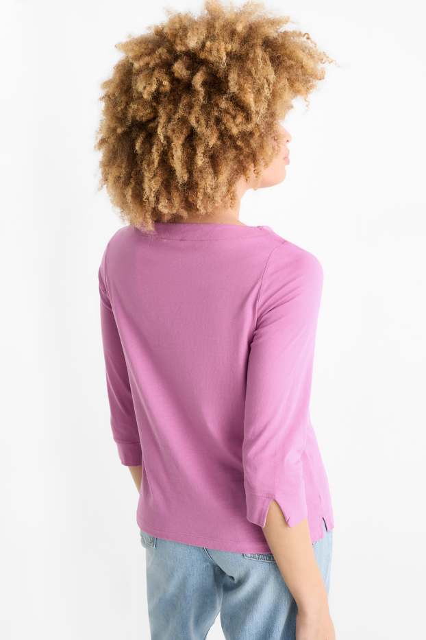 Damen - Basic-Langarmshirt - rosa