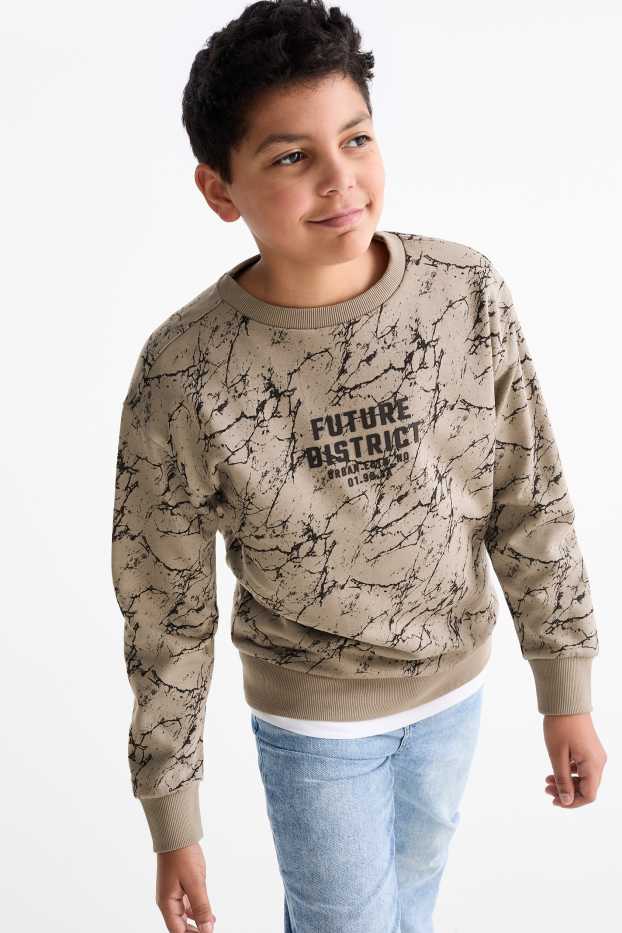 Kinderen: jongens - Sweatshirt - met patroon - taupe