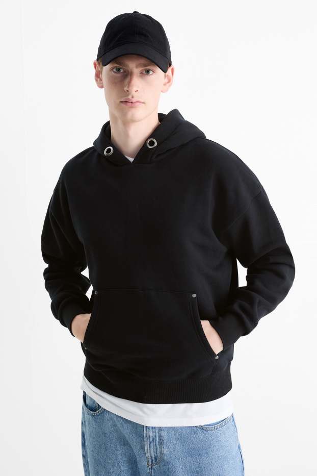 Mężczyźni - Bluza oversize z kapturem - czarny