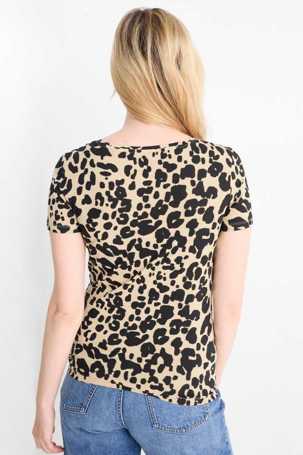 Damen - T-Shirt - Leo-Print - beige