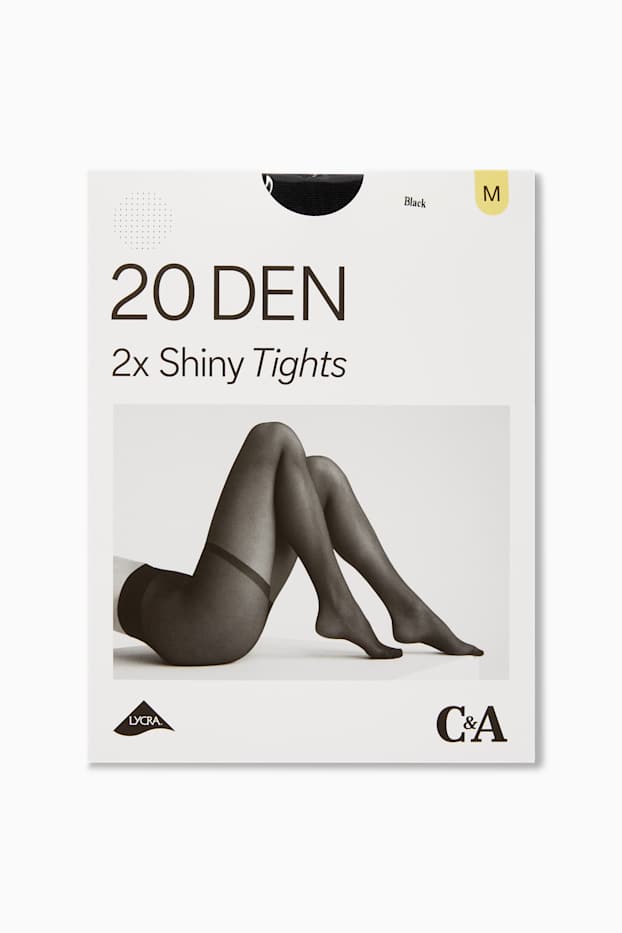 Femmes - Lot de 2 - collants fins - LYCRA® - 20 DEN - noir
