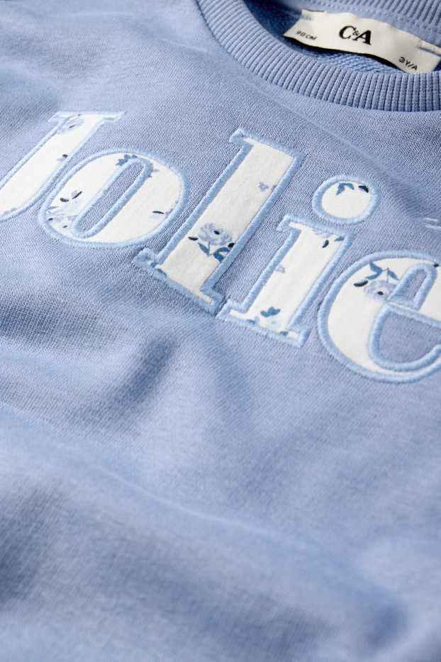 Enfants filles - Fleurs - ensemble - sweat et chouchou - 2 pièces - bleu
