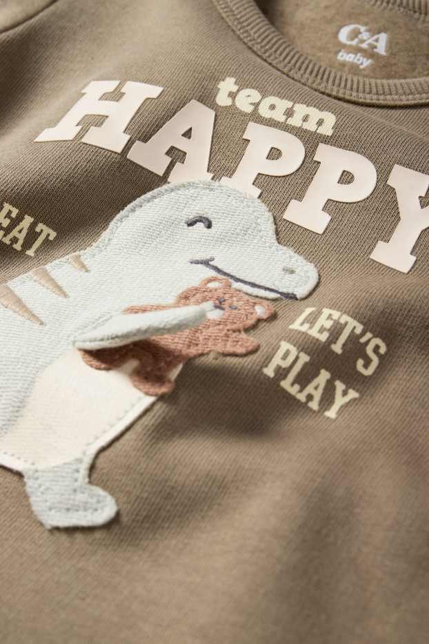 Miminka - chlapci - Motiv dinosaura - mikina pro miminka - khaki