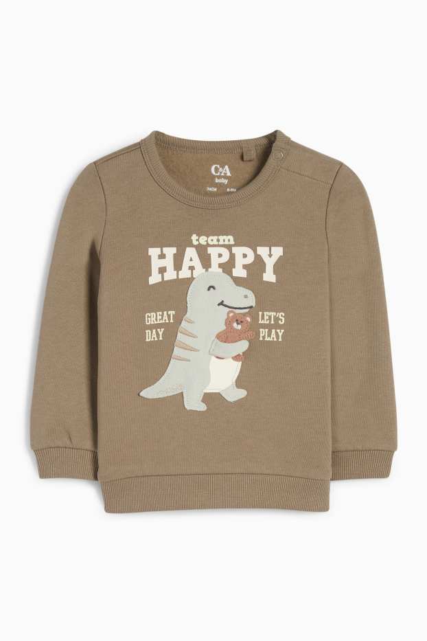 Miminka - chlapci - Motiv dinosaura - mikina pro miminka - khaki
