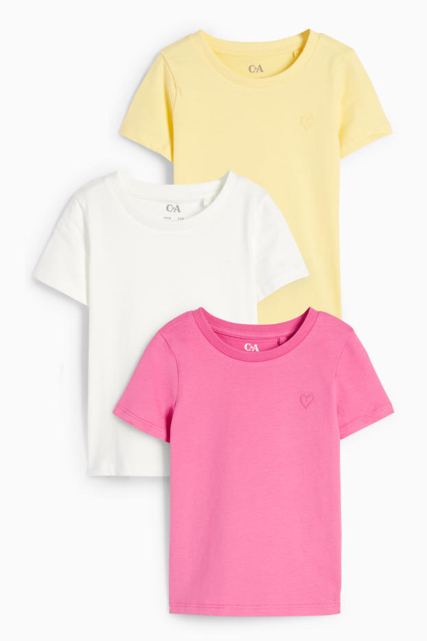 Copii - Fete - Multipack 3 buc. - inimă - tricou cu mânecă scurtă - roz