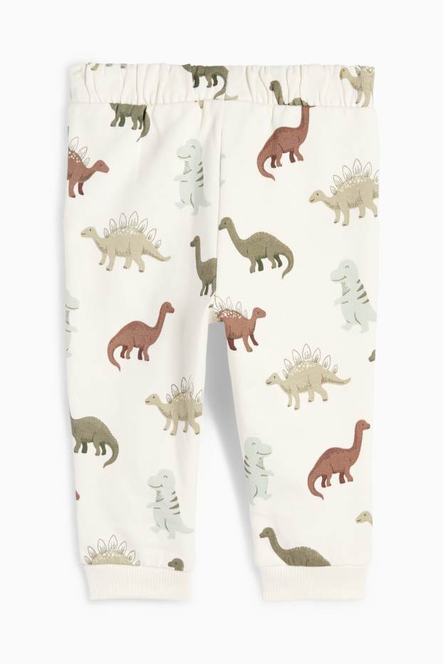 Neonati - Dinosauri - pantaloni sportivi per neonati - bianco crema