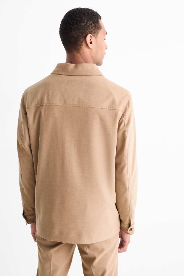 Uomo - Giacca camicia - regular fit - collo all'italiana - beige