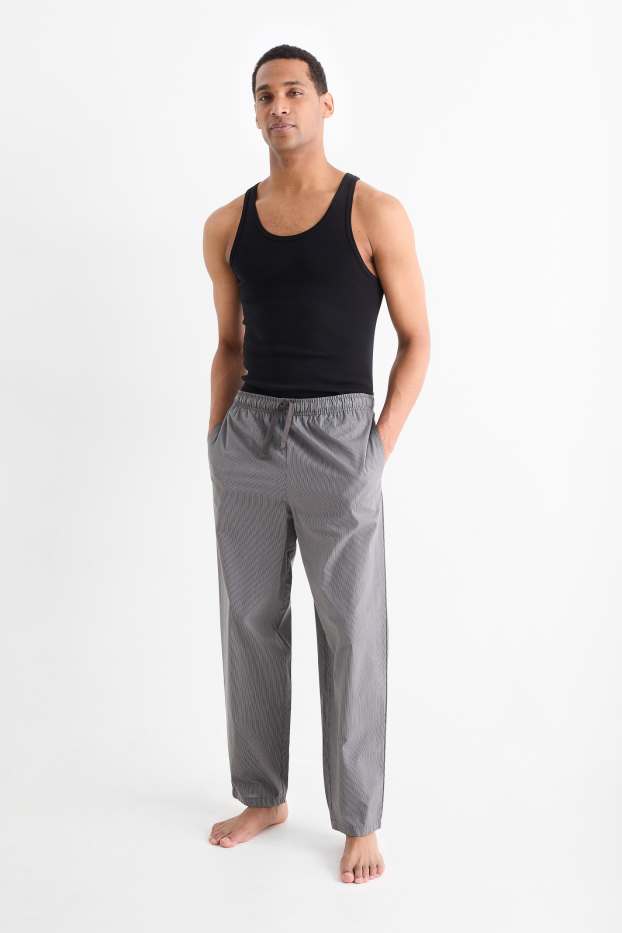 Men - Pyjama bottoms - striped - dark gray