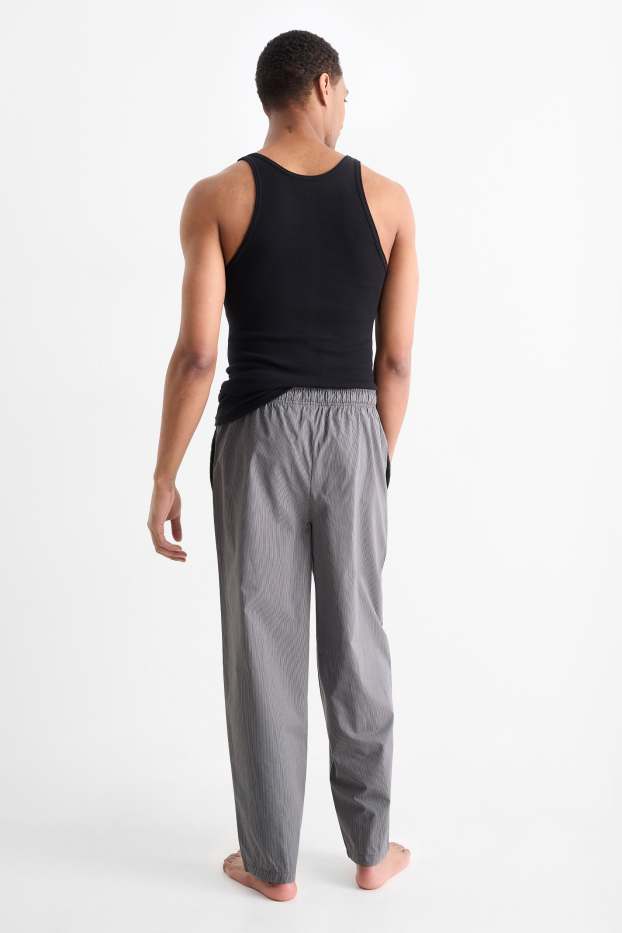 Men - Pyjama bottoms - striped - dark gray