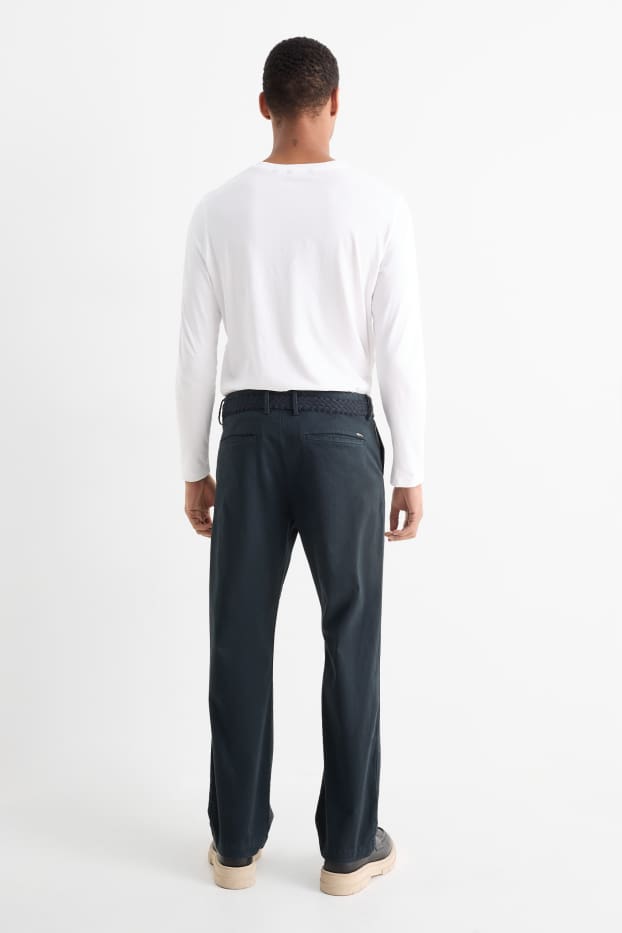 Herren - Chino mit Gürtel - Regular Fit - dunkelblau