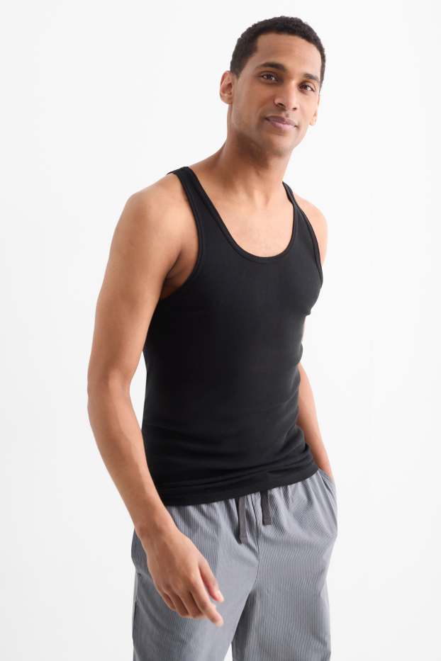 Men - Multipack of 3 - vest - skinny rib - black
