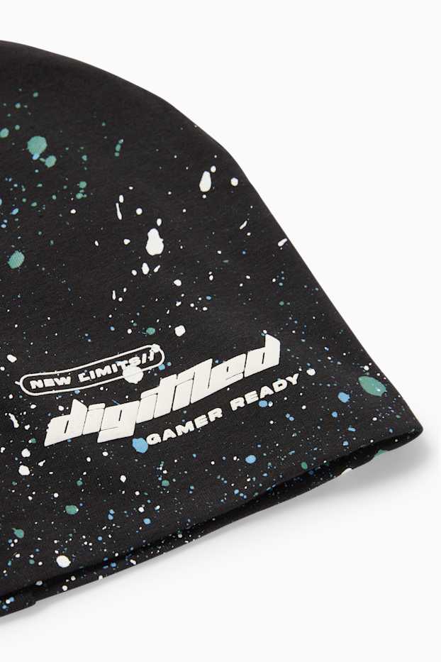 Enfants garçons - Gaming - bonnet rond - à motif - noir
