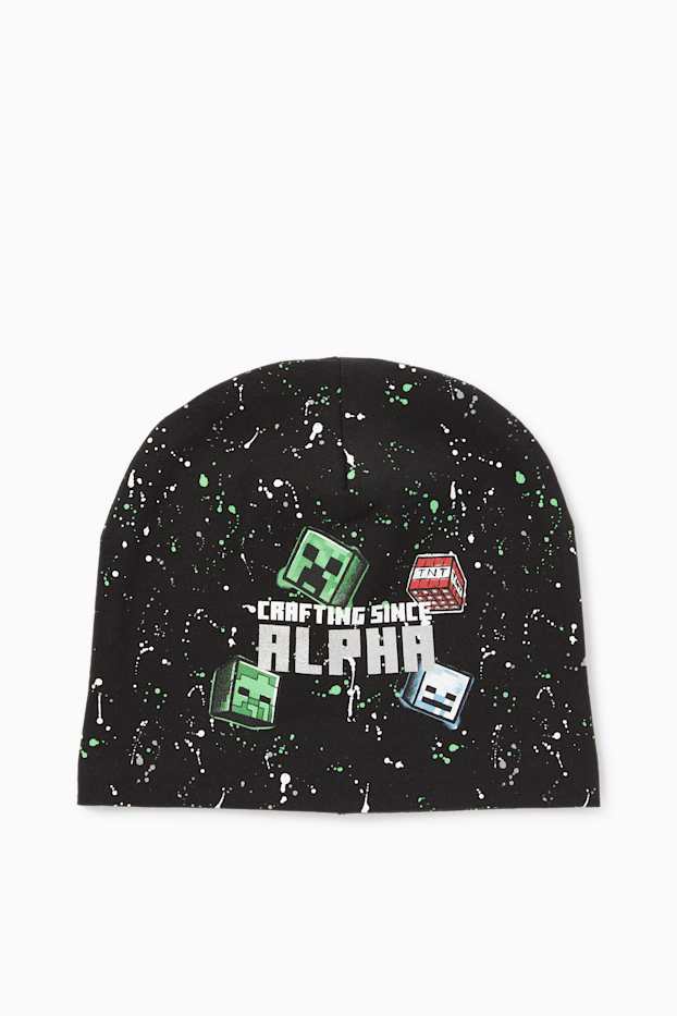 Kinderen: jongens - Minecraft - beanie - met patroon - zwart