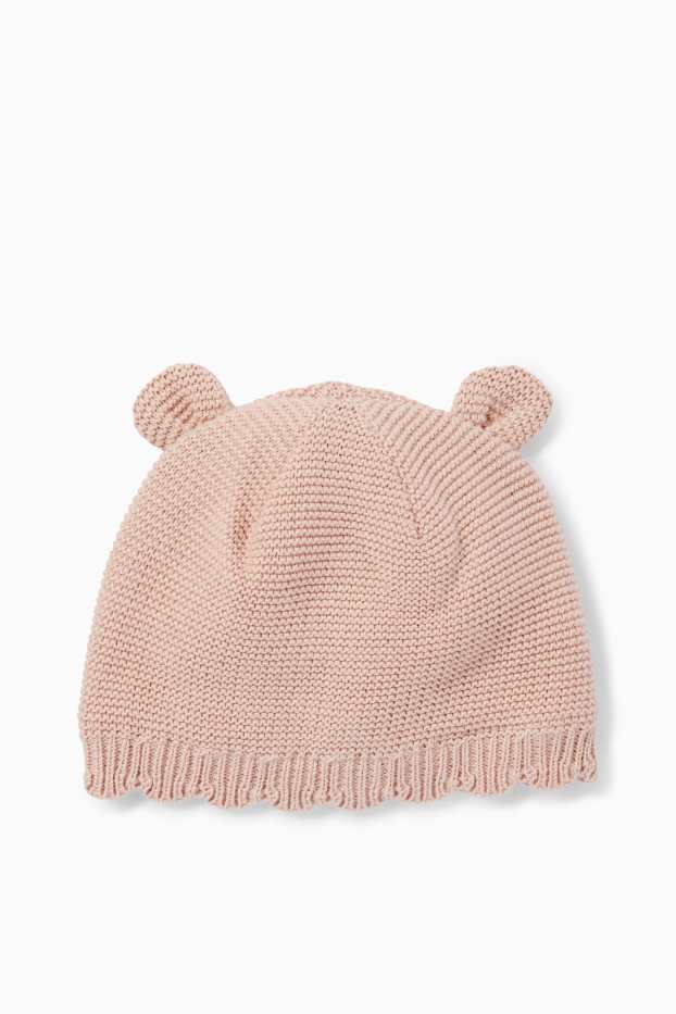 Bébés filles - Oursons - bonnet rond pour bébé - rose