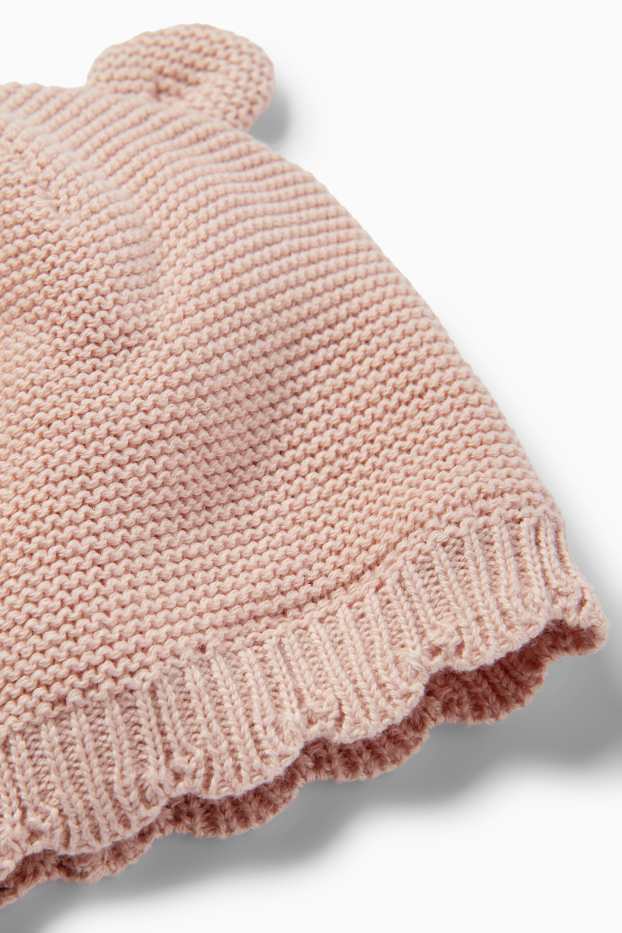 Bébés filles - Oursons - bonnet rond pour bébé - rose