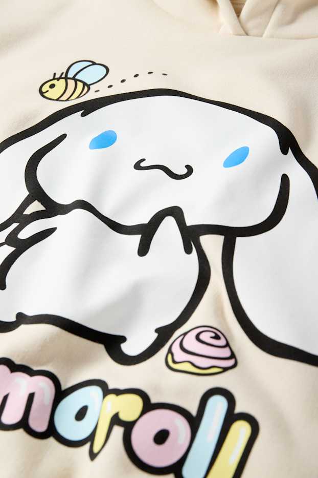 Děti - dívky - Cinnamoroll - mikina s kapucí - světle béžová
