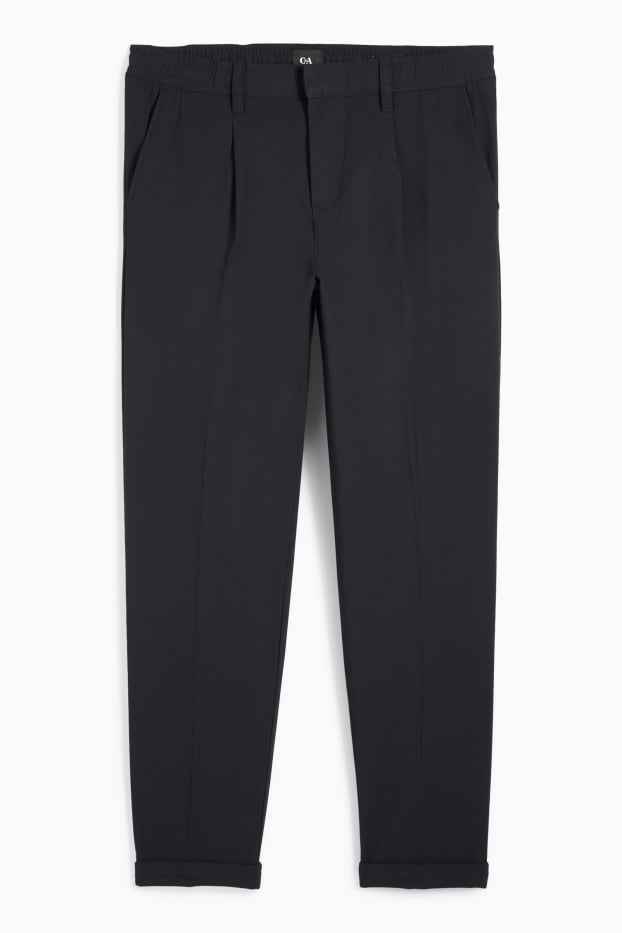 Men - Chinos - tapered fit - textured - dark blue