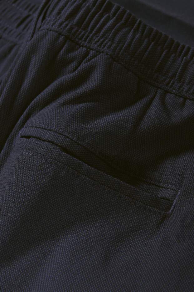 Men - Chinos - tapered fit - textured - dark blue