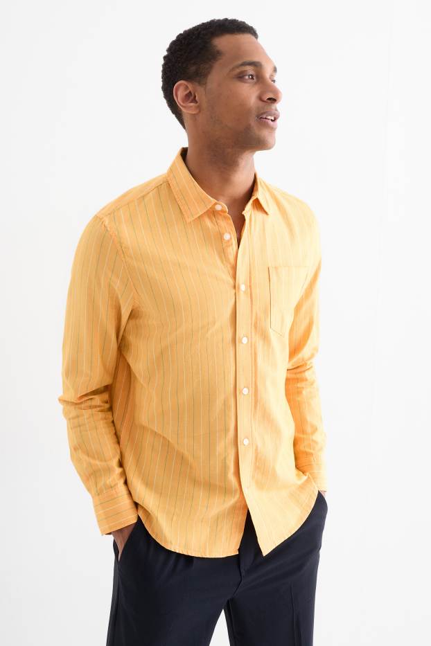 Herren - Hemd - Regular Fit - gestreift - orange