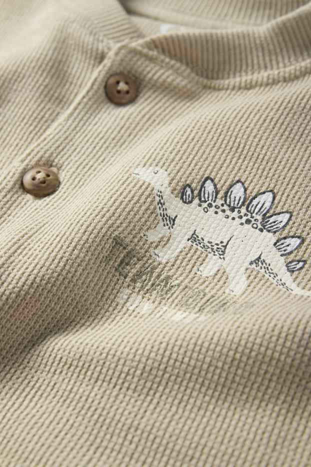 Neonati - Dinosauro - felpa per neonati - tessuto tramato - beige