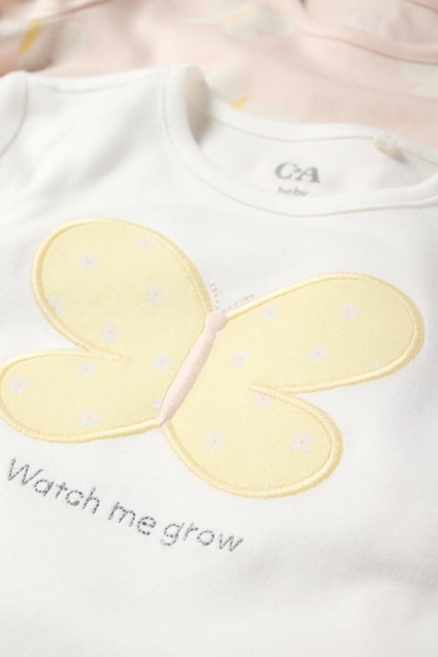Neonate - Confezione da 2 - pigiama neonati - 4 pezzi - farfalla - bianco crema