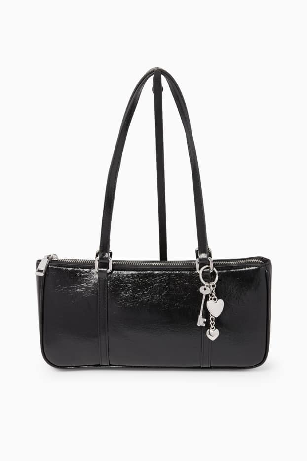 Damen - Schultertasche - Lederimitat - schwarz
