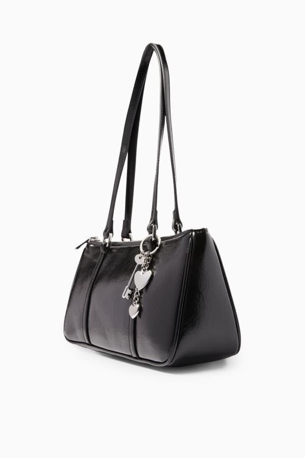 Damen - Schultertasche - Lederimitat - schwarz