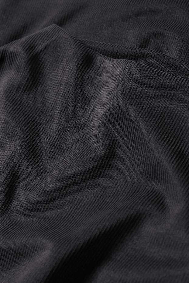 Dona - Samarreta de màniga llarga - acanalada - negre