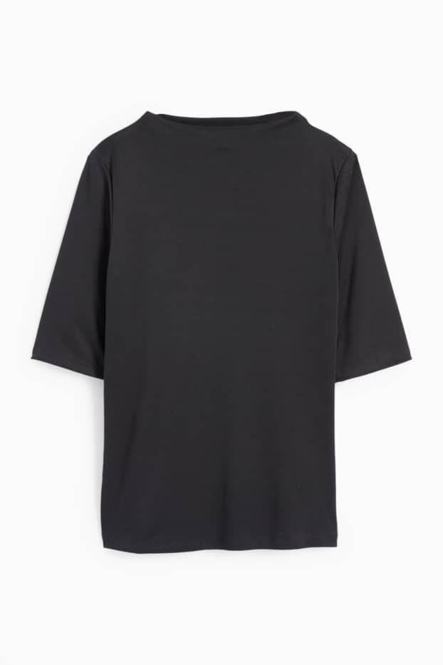 Dona - Samarreta de màniga llarga - acanalada - negre