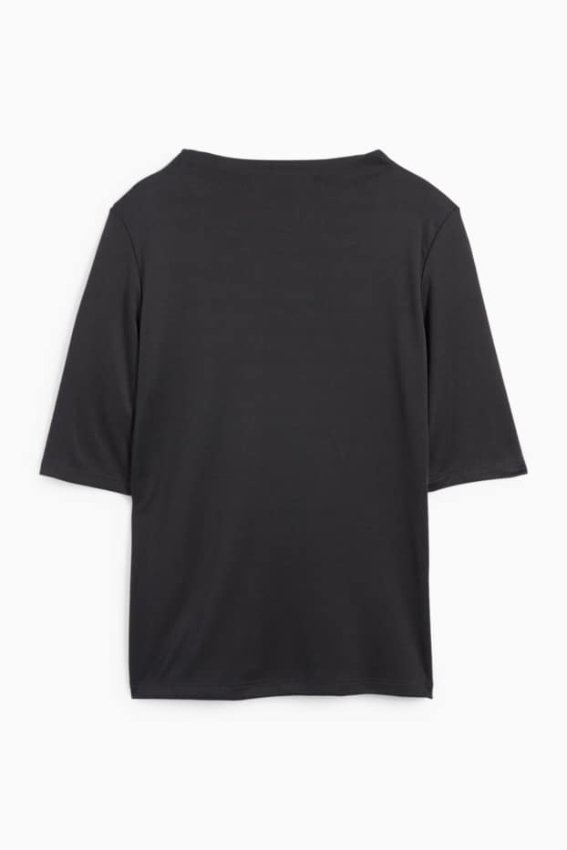 Dona - Samarreta de màniga llarga - acanalada - negre