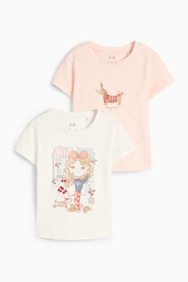 Kinder Mädchen - Multipack 2er - Hund - Kurzarmshirt - rosa