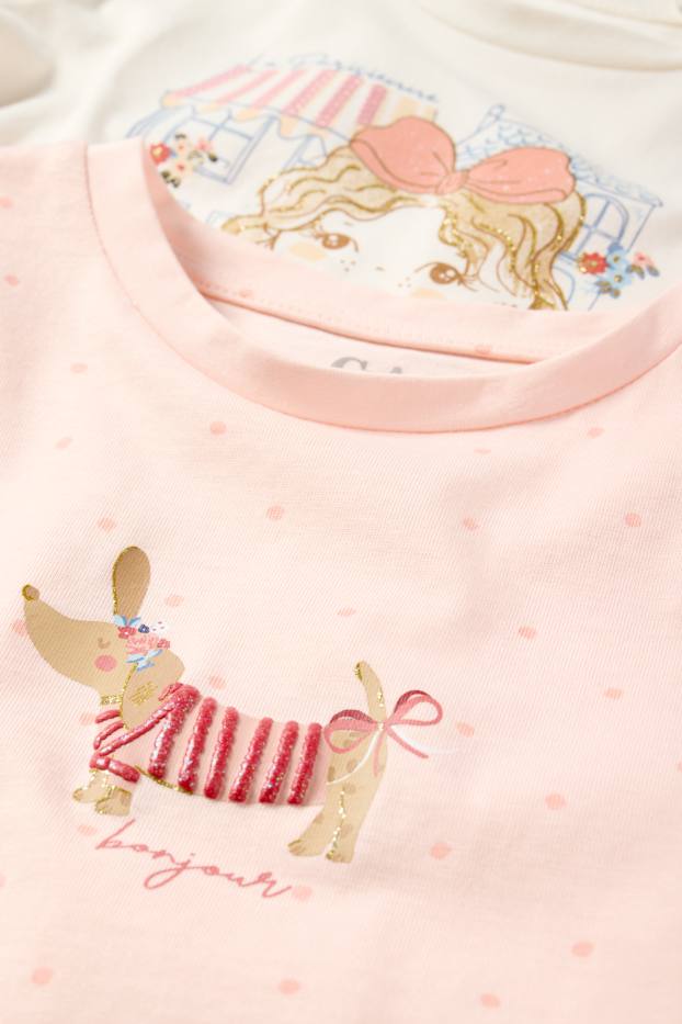 Kinder Mädchen - Multipack 2er - Hund - Kurzarmshirt - rosa