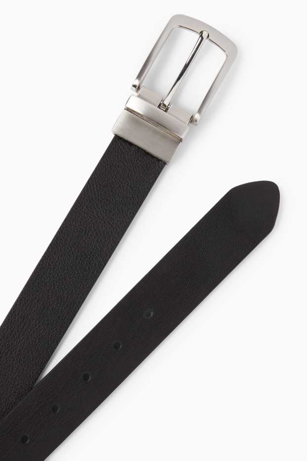 Uomo - Cintura double-face - similpelle - nero